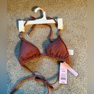 Wild Fable Brown sparkle Bikini Top with Beaded Straps